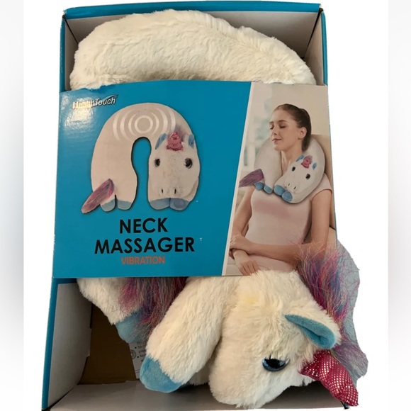 Health Touch Neck Massager Vibration UNICORN MultiColor Plush Polyester NEW - Picture 1 of 2